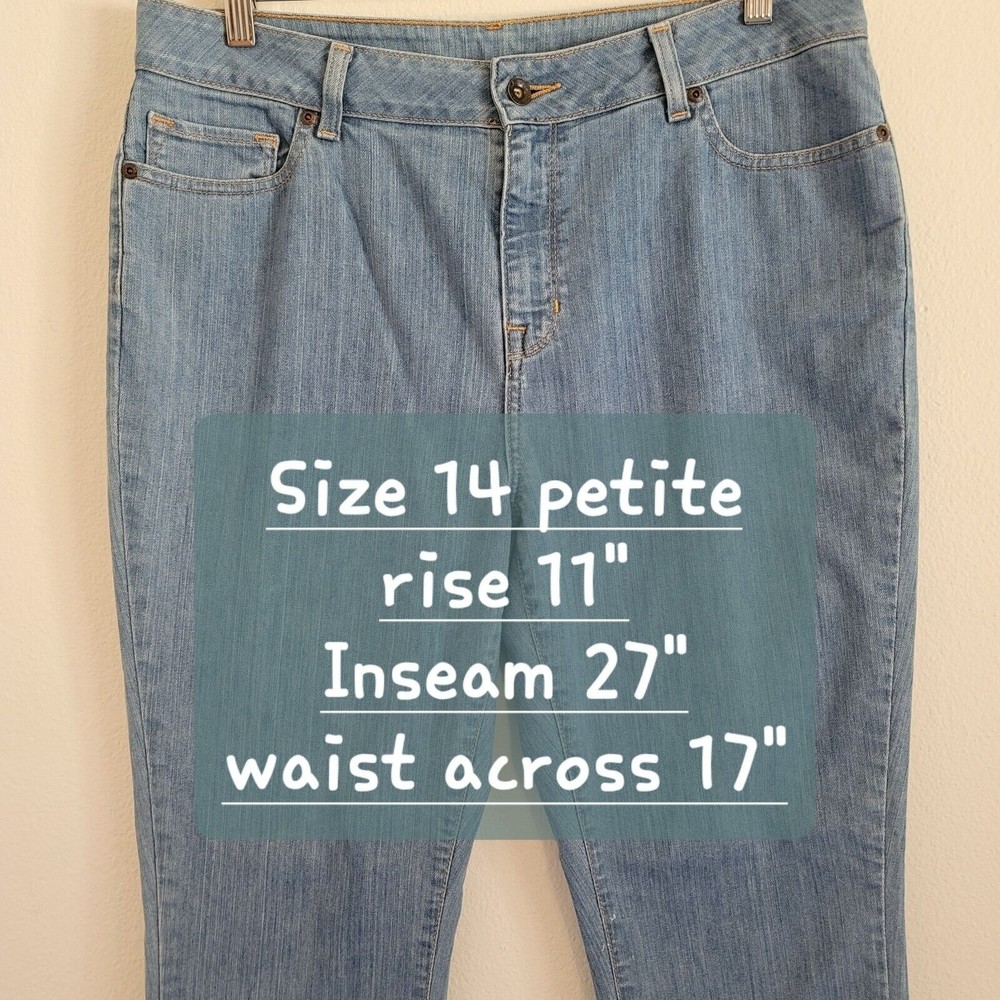 L.L. Bean Womens Straight Jeans Size 14 Petite Light Blue Wash Denim Classic Fit - Picture 12 of 13